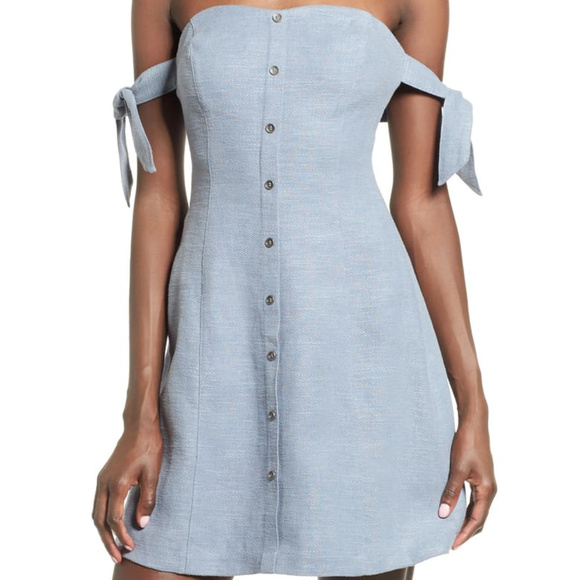 Astr Araceli Off The Shoulder Button Down Minidres - Picture 3 of 4